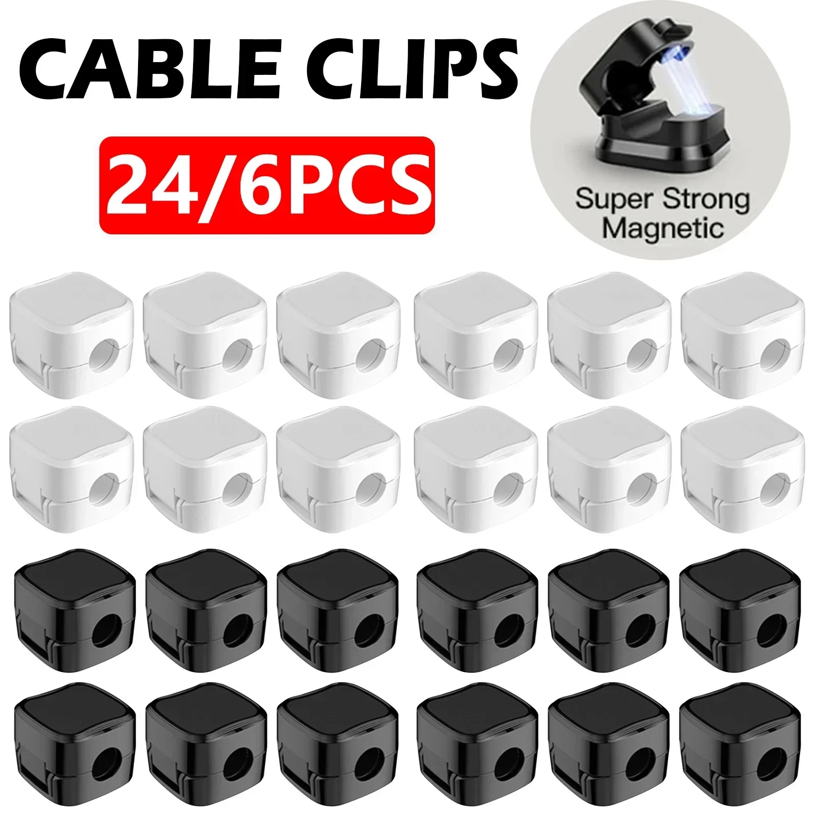 Desk Setup Cable Management - 6/12/24PCS Magnetic CABLE Organizer คลิปการจัดการสายเคเบิล Wire