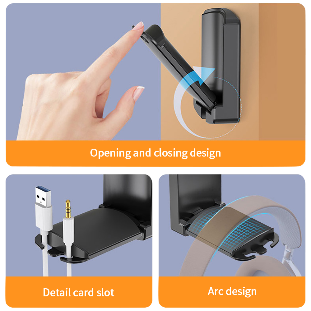 Headphone Hook Under - ที่แขวนชุดหูฟังแบบพับได้ตะขอแขวนผนังแบบติดผนังแข็งแรงทนทานรองรับตัวควบคุม Headphone GAMING ที่แขวนชั้นโชว์