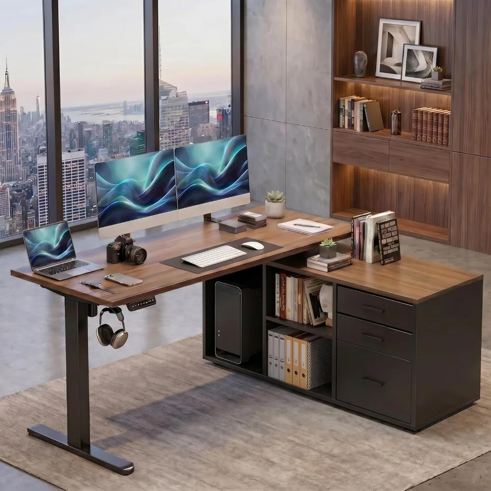 Desk Setup L Shaped - HUANUO โต๊ะทำงานทรงตัว L ขนาด 55 นิ้ว