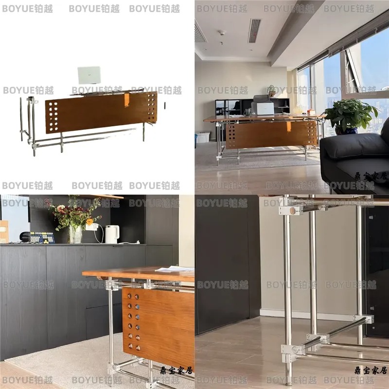 Desk Setup L Shaped - โต๊ะทำงานไม้เนื้อแข็งสไตล์บาวเฮาส์แบบเรโทรอุตสาหกรรม สำหรับใช้ในบ้าน สำนักงาน หรือการตั้งค่าเล่นเกม พร้อมดีไซน์มินิมอล