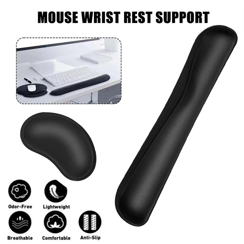 Desk Setup Gear - แผ่นรองข้อมือตามหลักสรีรศาสตร์สำหรับคีย์บอร์ดเมาส์เดสก์ท็อปคอมพิวเตอร์สำนักงานอุปกรณ์เพื่อความสบายอุปกรณ์ตามหลักสรีรศาสตร์ปกป้องข้อมือระหว่างการทำงาน