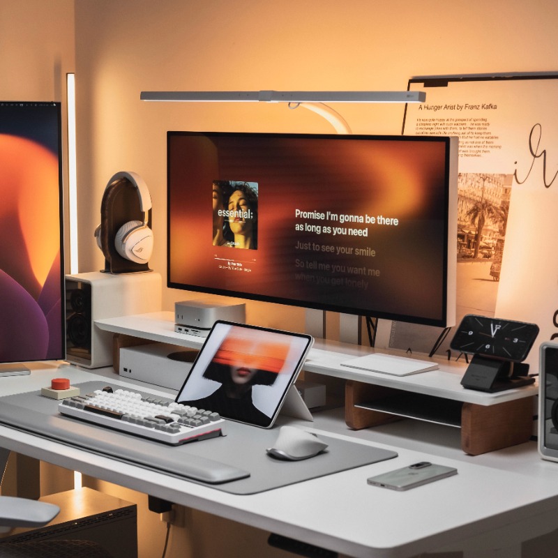 Desk Setup Monitor And Laptop - Modern Monitor Riser Stand Ergonomicโต๊ะชั้นวางคอมพิวเตอร์RackสําหรับHome Officeการตั้งค่าทนทานผู้ถือแล็ปท็อป