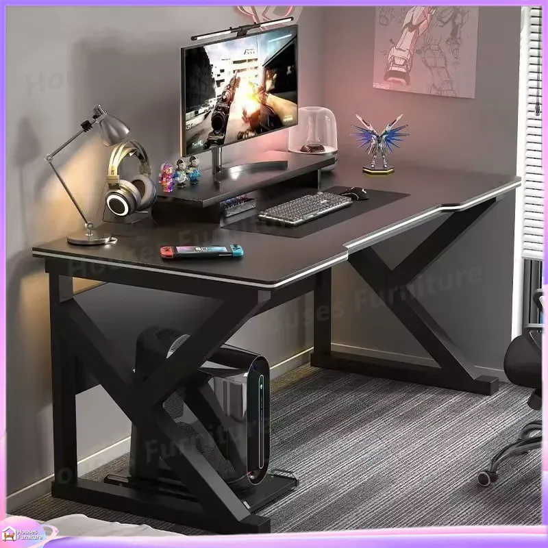 Desk Setup L Shaped - โต๊ะเกมมิ่งคาเฟ่เมทัลสีดำ โต๊ะคอมพิวเตอร์ MDF สำหรับติดตั้งพีซี โต๊ะทำงานตามหลักสรีรศาสตร์ พร้อมระบบจัดการสายเคเบิล