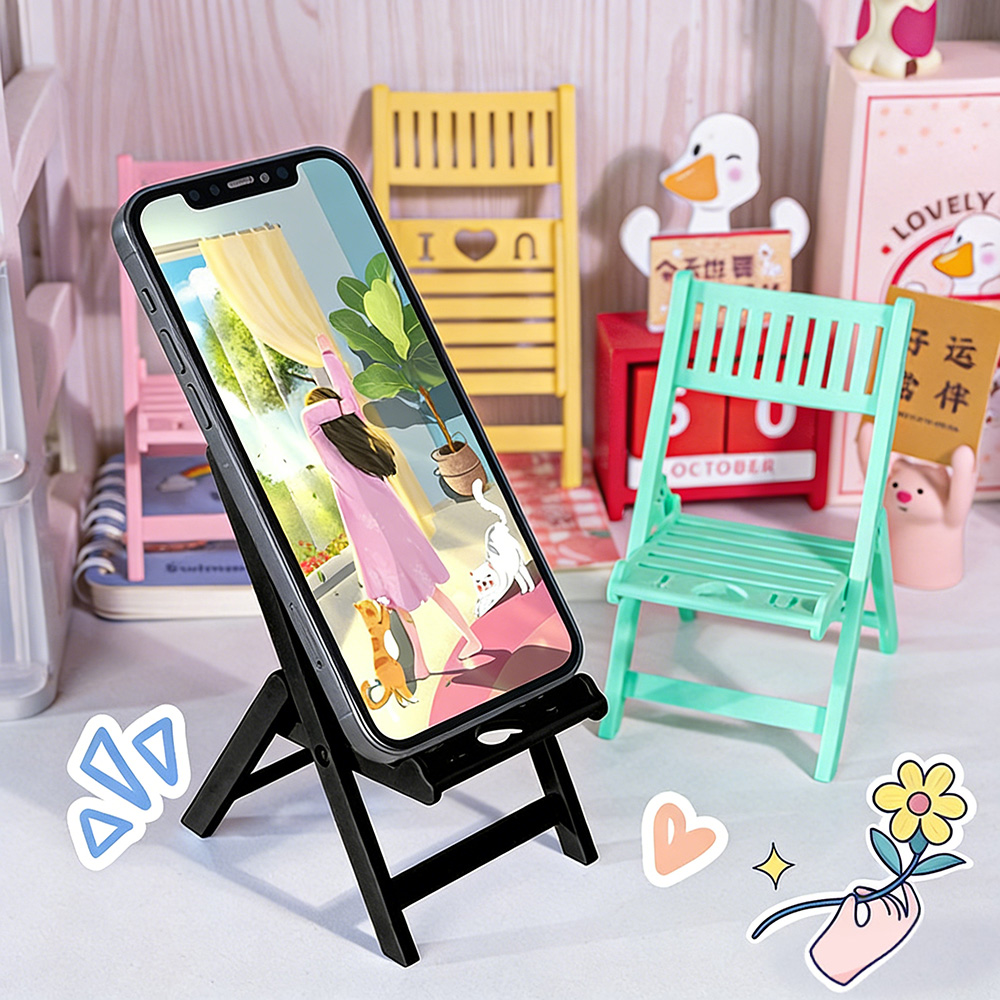 Desk Setup Gear - ขาตั้งโทรศัพท์แบบพับได้ ดีไซน์สร้างสรรค์ ใช้ได้ทั้งบนโต๊ะและแบบพกพา น่ารัก สีมาการอง มีหลายสีให้เลือก