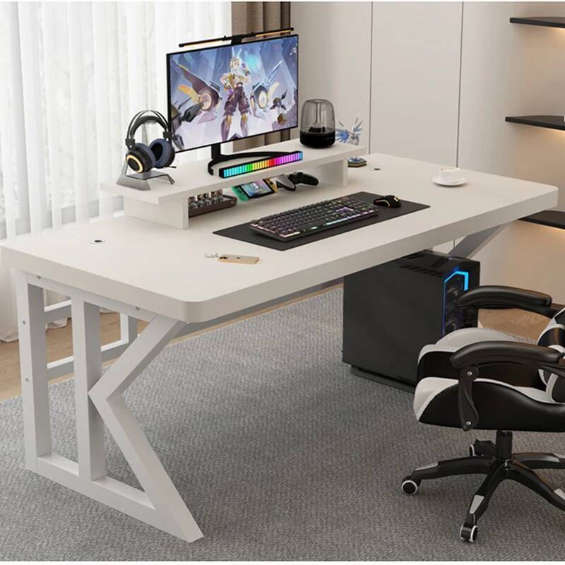 Desk Setup Monitor And Laptop - โต๊ะเกมมิ่งรูปตัว L โต๊ะวางแล็ปท็อปแบบพับได้ ใช้ในเตียง โต๊ะทำงานสำหรับคอมพิวเตอร์ พร้อมขาตั้งจอ