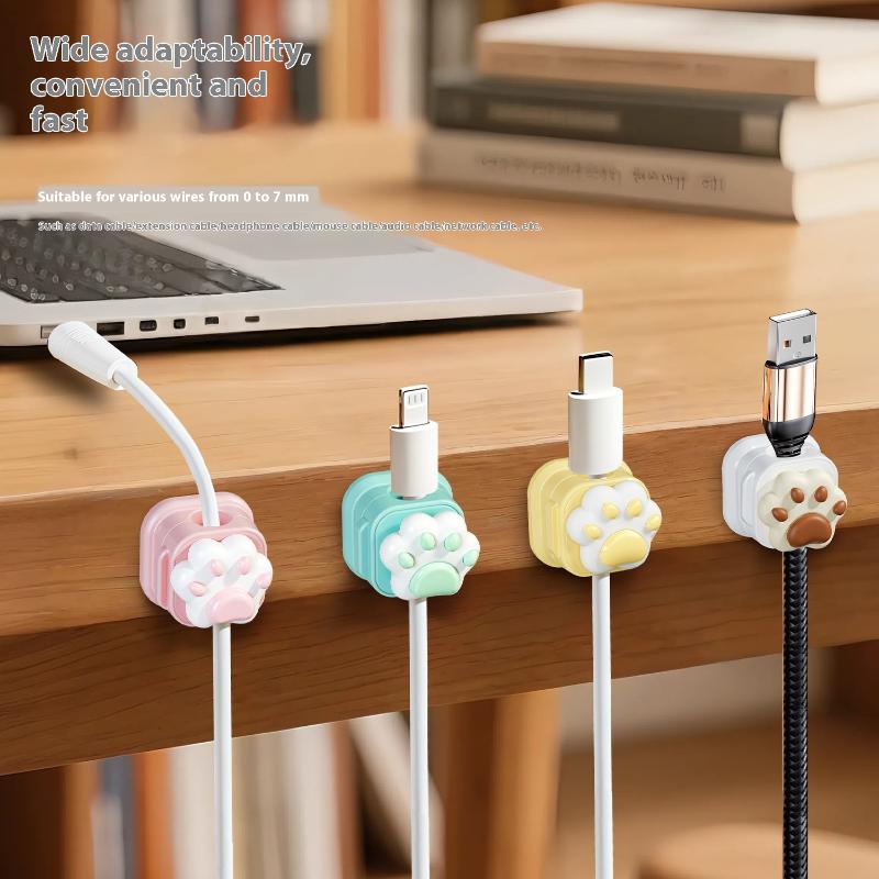 Desk Setup Cable Management - เดสก์ท็อปน่ารักสายผู้ถือคลิปโต๊ะ Tidy Organizer Self Adhesive CABLE