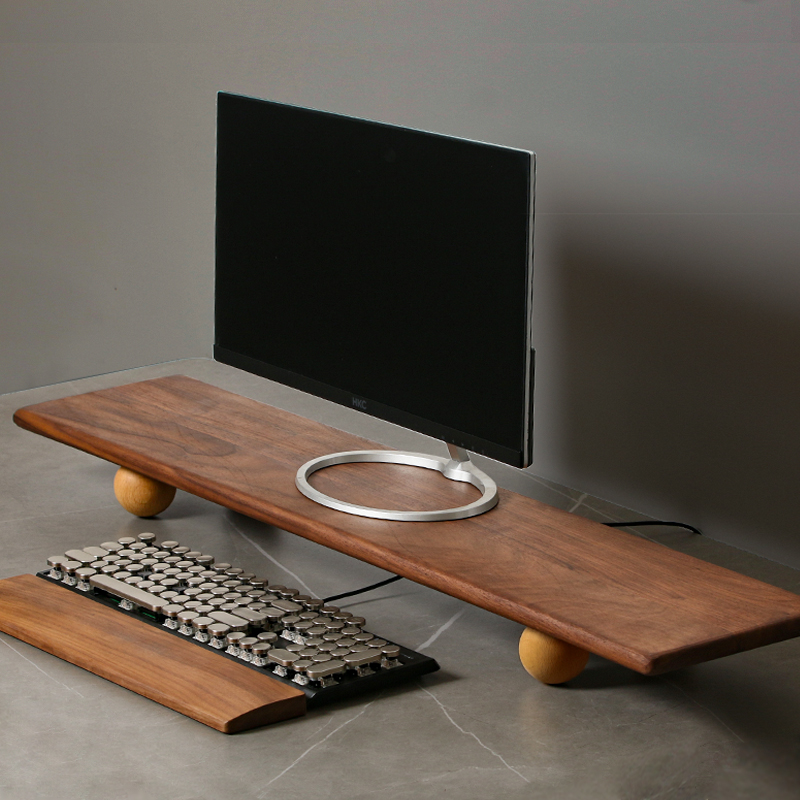Desk Setup Monitor And Laptop - แท่นวางจอคอมพิวเตอร์ไม้แท้ ขาตั้งแล็ปท็อป ปรับระดับความสูง จัดระเบียบหน้าจอ อุปกรณ์เสริมสำหรับการตั้งค่าโต๊ะคอมพิวเตอร์