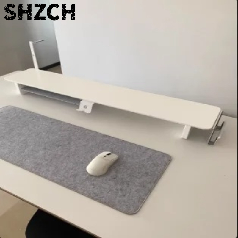 Desk Setup Living Room - ‌ ZORKMOU Z3 ขาตั้งจอแบบโมดูลาร์ - ชั้นวางของบนโต๊ะสีขาวตามหลักสรีรศาสตร์พร้อมที่จัดเก็บ
