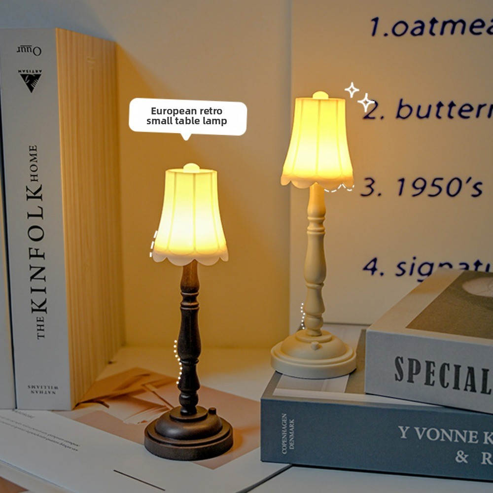 Desk Setup Vintage - โคมไฟ LED วินเทจ - โคมไฟตั้งโต๊ะสไตล์ยุโรปสำหรับหอพัก ห้องนอน