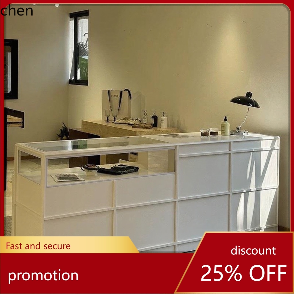 Desk Setup For Office - ร้านเสื้อผ้า CZ โต๊ะเคาน์เตอร์แบบเกาะ ร้านค้า โต๊ะเคาน์เตอร์กระจกเคลือบเงา โต๊ะโชว์สินค้าสำหรับผู้หญิง