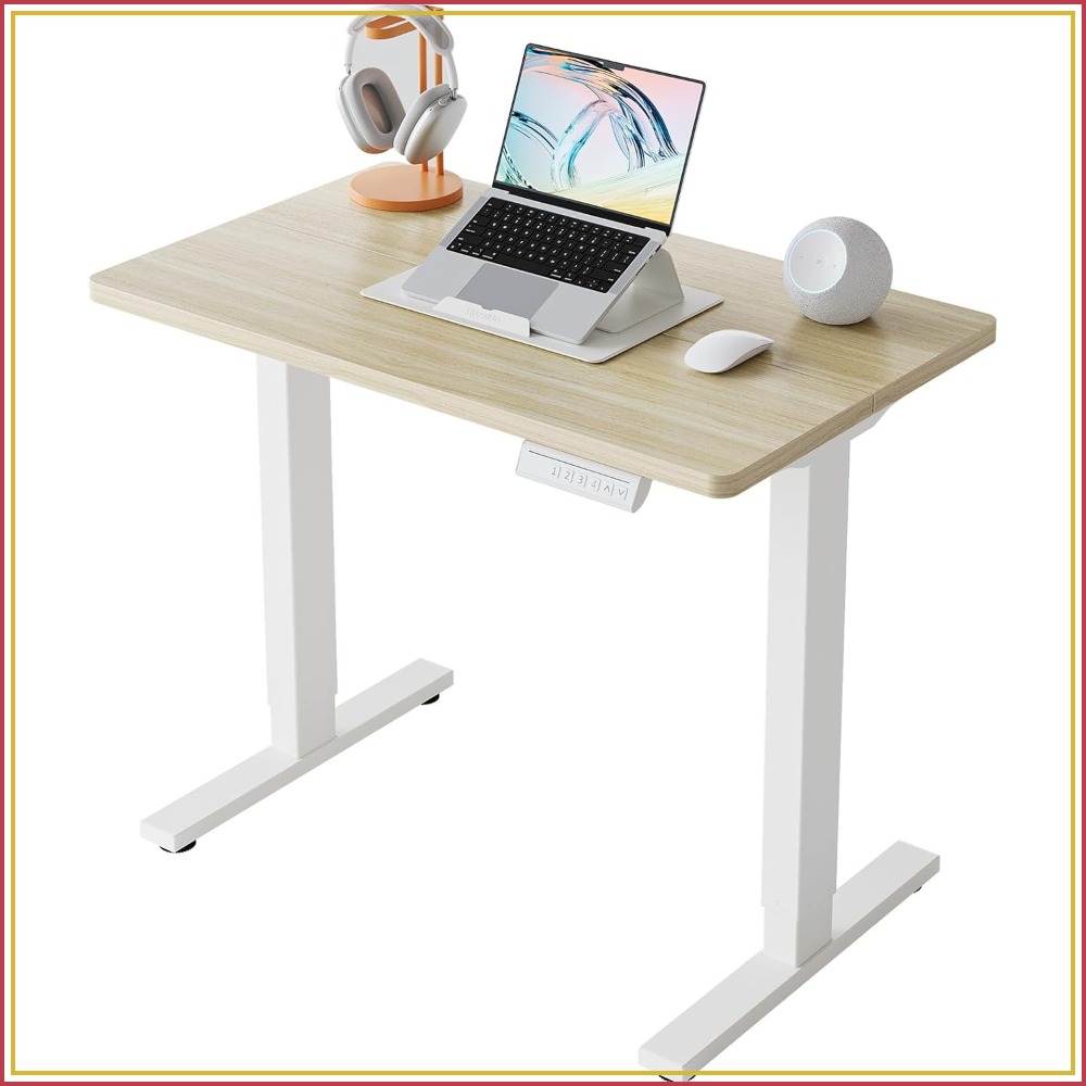 Desk Setup L Shaped - โต๊ะทำงานไฟฟ้าขนาดเล็ก ปรับระดับความสูงได้, ตั้งค่าความสูงได้ 4 ระดับ, โต๊ะนั่ง-ยืนสำหรับโฮมออฟฟิศ,