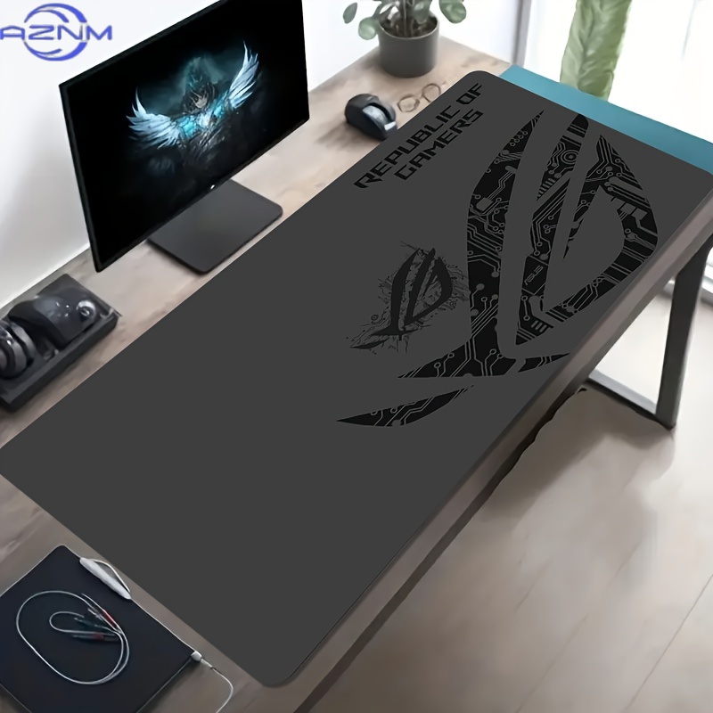 Desk Setup Gear - แผ่นรองเมาส์เกมมิ่งขนาดใหญ่ 1 ชิ้น ลายแผงวงจร ROG ฐานยางกันลื่น