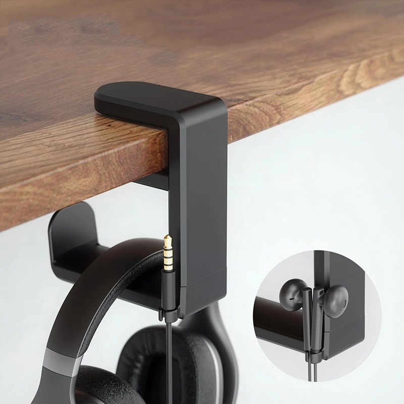 Headphone Hook Under - ยูนิเวอร์แซล เดสก์ท็อป 360 ° ขาตั้งหูฟังแบบหมุนได้ ที่วางหูฟังปรับระดับได้