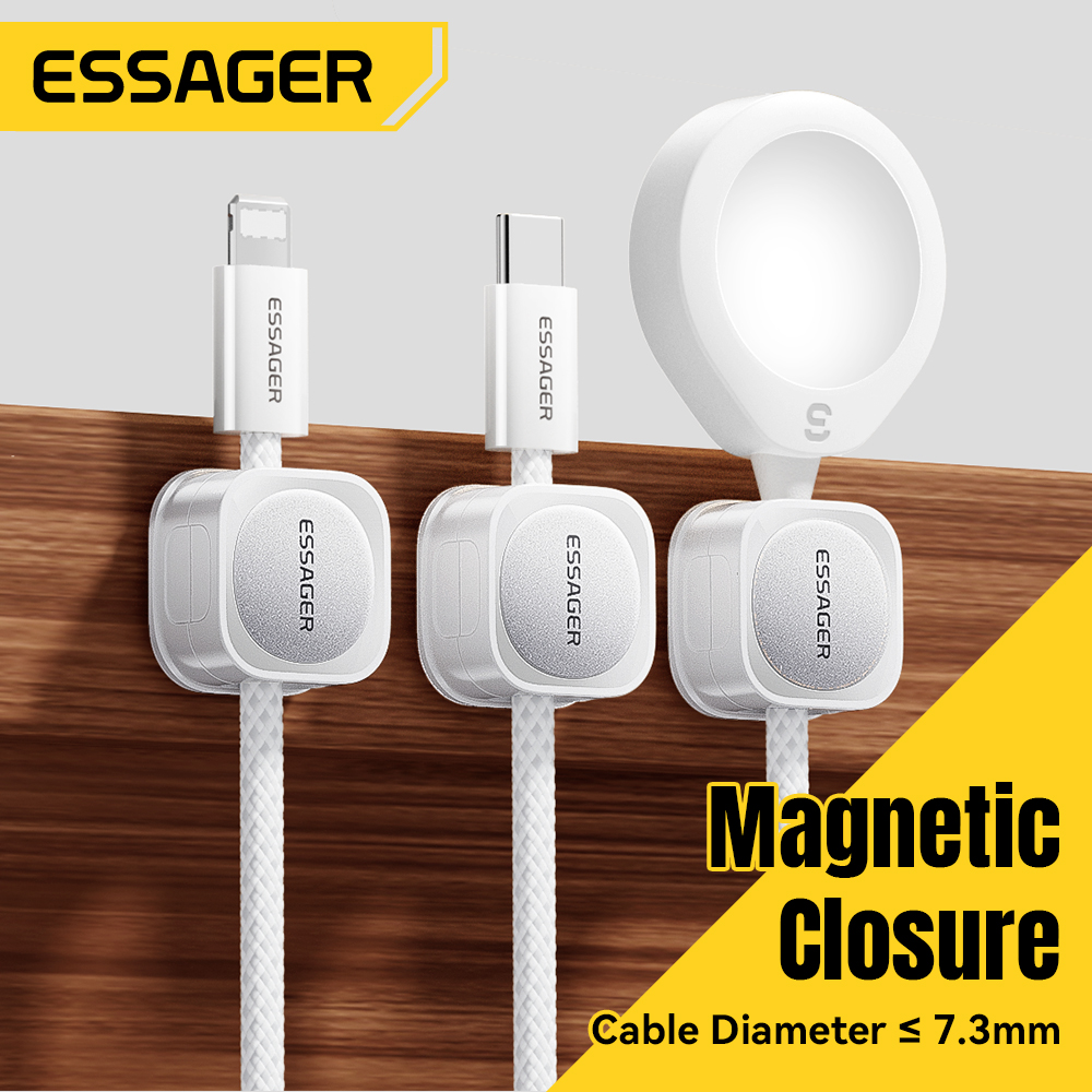 Desk Setup Cable Management - ที่เก็บสายเคเบิล Essager แบบแม่เหล็ก 3/6 ชิ้น ที่จัดระเบียบสายไฟ