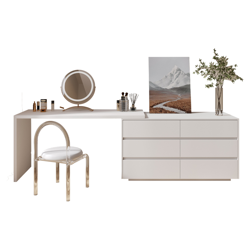 Desk Setup L Shaped - โต๊ะเครื่องแป้งอเนกประสงค์รูปตัวแอลสำหรับใช้ในบ้านหรือสำนักงาน พร้อมกระจกแต่งหน้า ชุดโต๊ะเครื่องแป้ง
