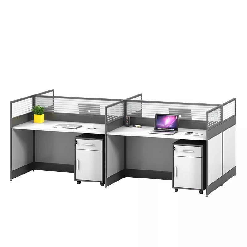 Desk Setup L Shaped - โต๊ะทำงานสำนักงานสีขาวสำหรับ 2 4 หรือ 6 คน