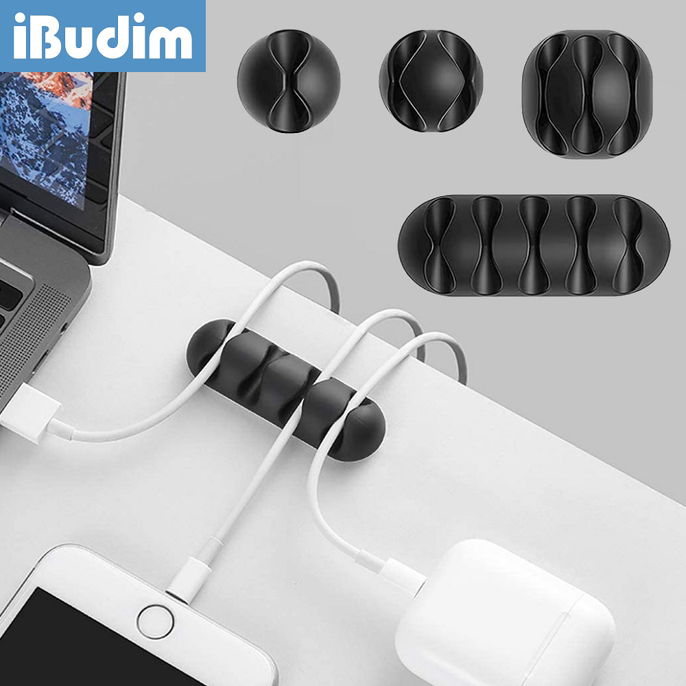 Headphone Hook Under - ที่เก็บสายเคเบิล ซิลิโคนรัดสายเคเบิล สำหรับจัดการสายเคเบิลบนโต๊ะและผนัง คลิปจัดสายสำหรับคอมพิวเตอร์ สายเมาส์ คีย์บอร์ด