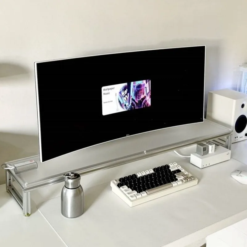 Desk Setup Living Room - อลูมิเนียมขาตั้งอะคริลิคเดสก์ท็อปRiserแล็ปท็อปชั้นวางSleek Ergonomicความสูงสําหรับโต๊ะทํางานการตั้งค่า