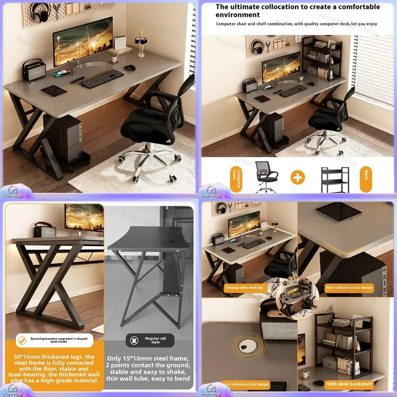 Desk Setup L Shaped - โต๊ะคอมพิวเตอร์ไม้สไตล์โมเดิร์นสำหรับโฮมออฟฟิศ ชุดอุปกรณ์เล่นเกม โต๊ะทำงานเพื่อการศึกษาที่ออกแบบตามหลักสรีรศาสตร์ พร้อมพื้นที่วางของกว้างขวางและระบบจัดการสายเคเบิล
