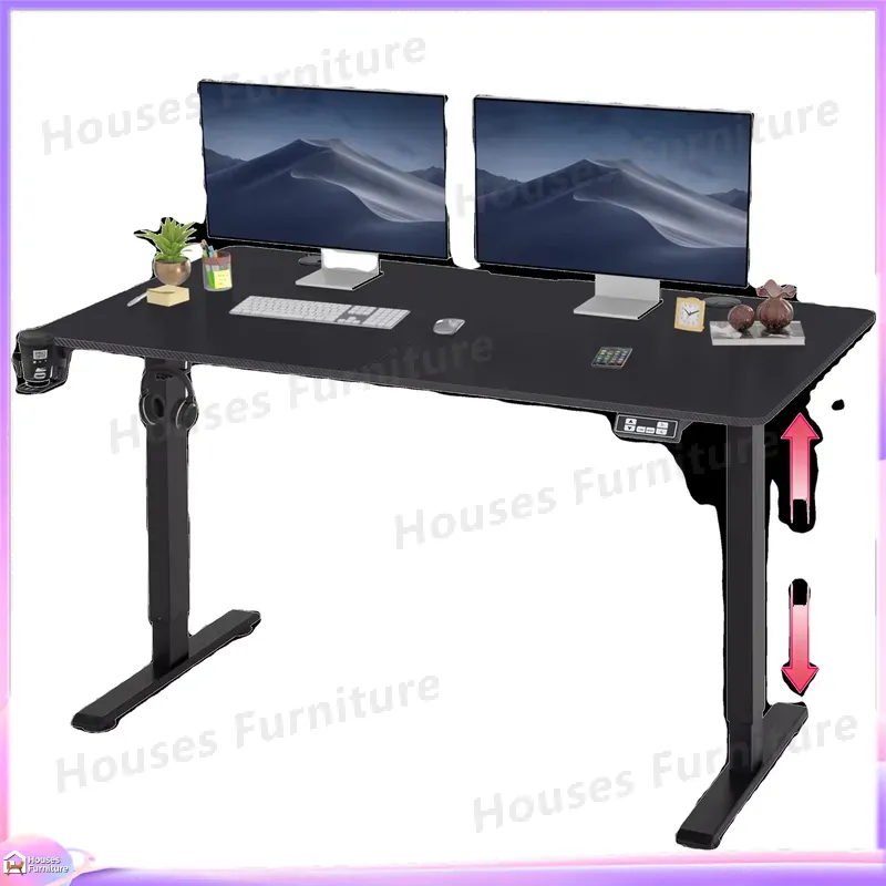 Desk Setup L Shaped - โต๊ะคอมพิวเตอร์เกมมิ่งขนาดใหญ่ พร้อมไฟ RGB LED ปรับระดับความสูงได้ ดีไซน์ตามหลักสรีรศาสตร์