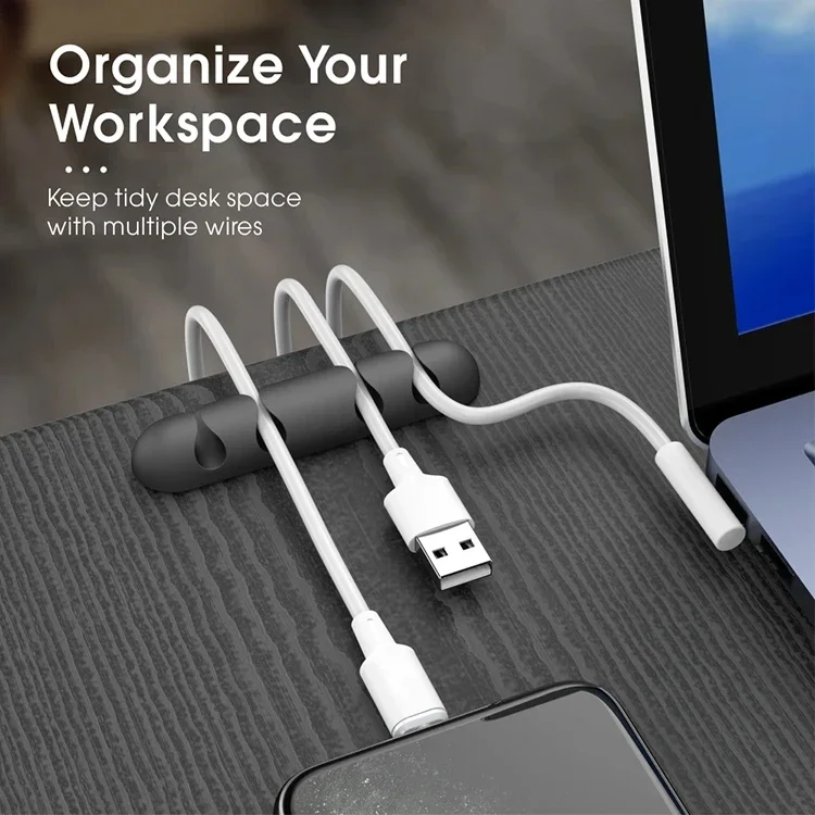 Desk Setup Cable Management - ที่เก็บสายซิลิโคน DIY สำหรับจัดการสายชาร์จ ที่เก็บสายไฟ สายเคเบิล อุปกรณ์จัดระเบียบสายไฟแบบปรับได้