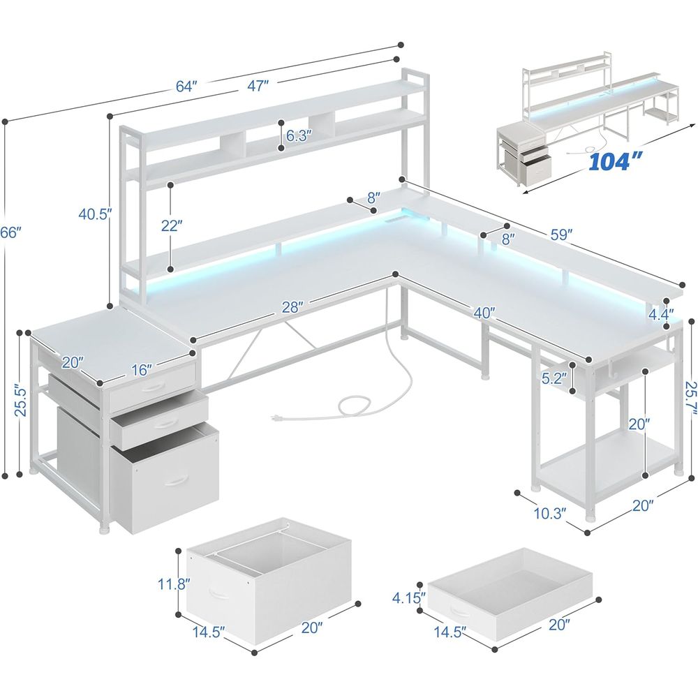 โต๊ะทำงานรูปตัว L ขนาด 104 นิ้ - Desk Setup L Shaped บทวิจารณ์และราคา