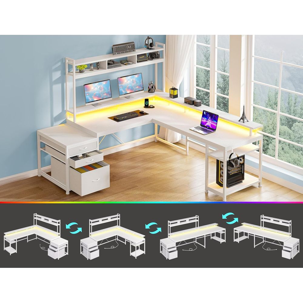 โต๊ะทำงานรูปตัว L ขนาด 104 นิ้ - Desk Setup L Shaped บทวิจารณ์และราคา