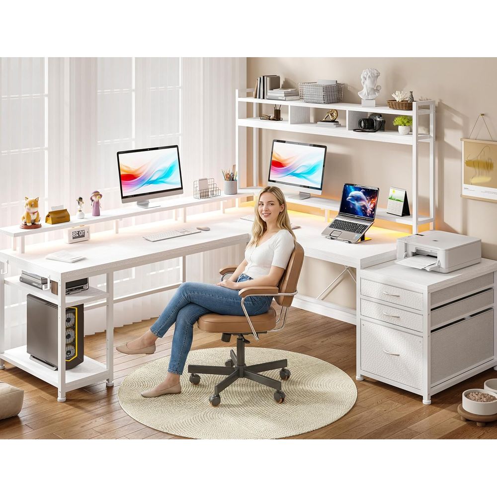 โต๊ะทำงานรูปตัว L ขนาด 104 นิ้ - Desk Setup L Shaped บทวิจารณ์และราคา