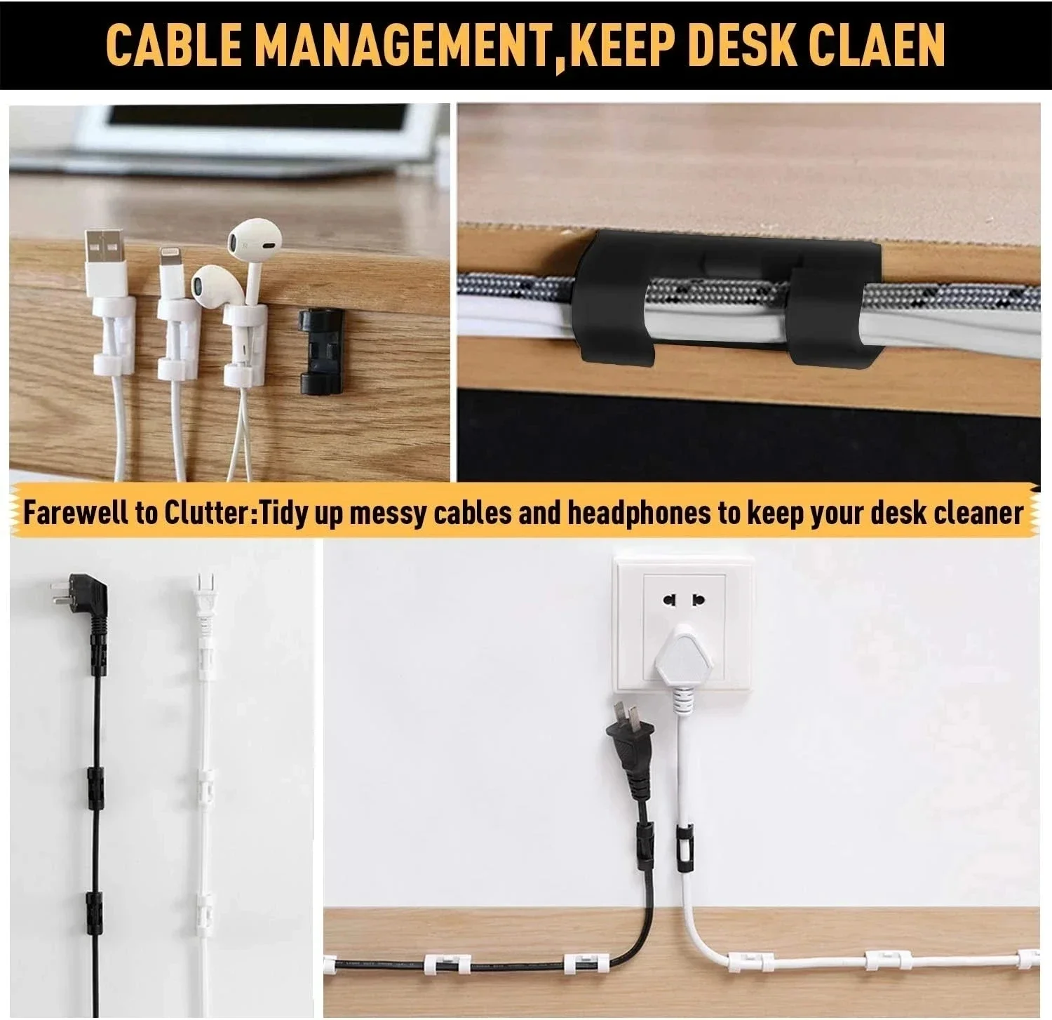 ที่ยึดสายเคเบิลแบบมีกาวในตัว ส - Desk Setup Cable Management บทวิจารณ์และราคา