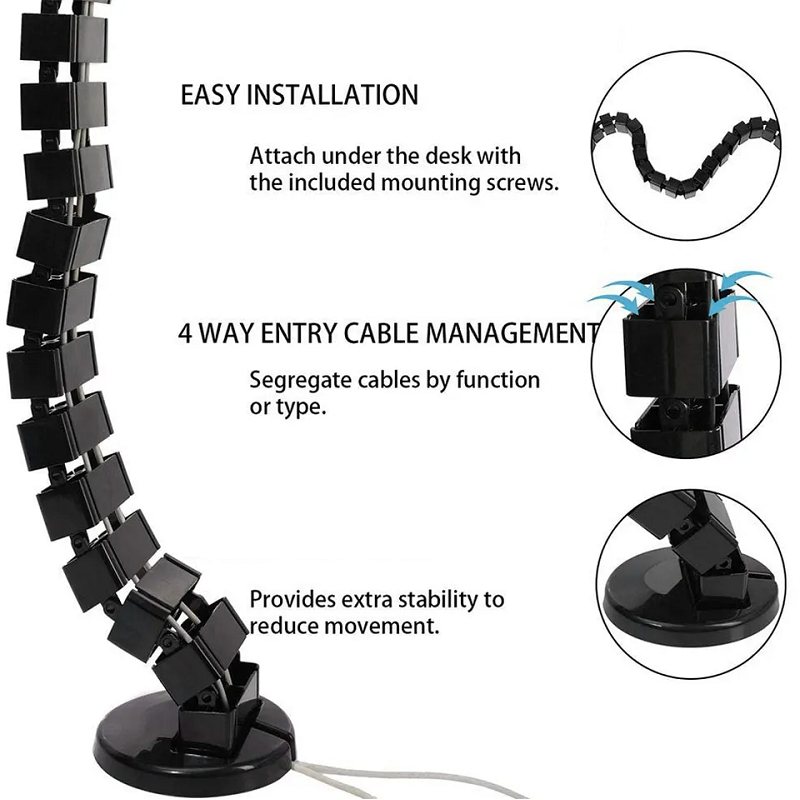ปลอกสายเคเบิลลวดกระดูกสันหลังใ - Desk Setup Cable Management บทวิจารณ์และราคา