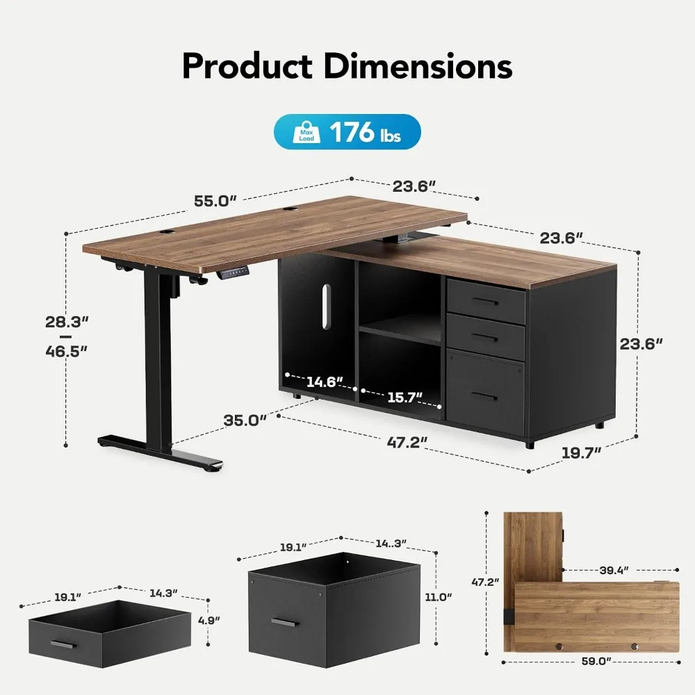 HUANUO โต๊ะทำงานทรงตัว L ขนาด  - Desk Setup L Shaped บทวิจารณ์และราคา