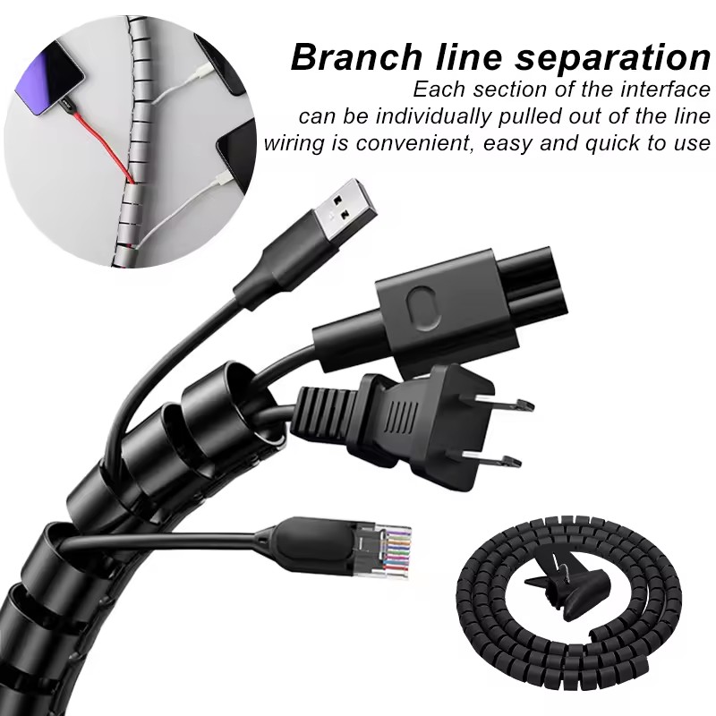 2 M ยืดหยุ่นเกลียวสายป้องกันสา - Desk Setup Cable Management บทวิจารณ์และราคา
