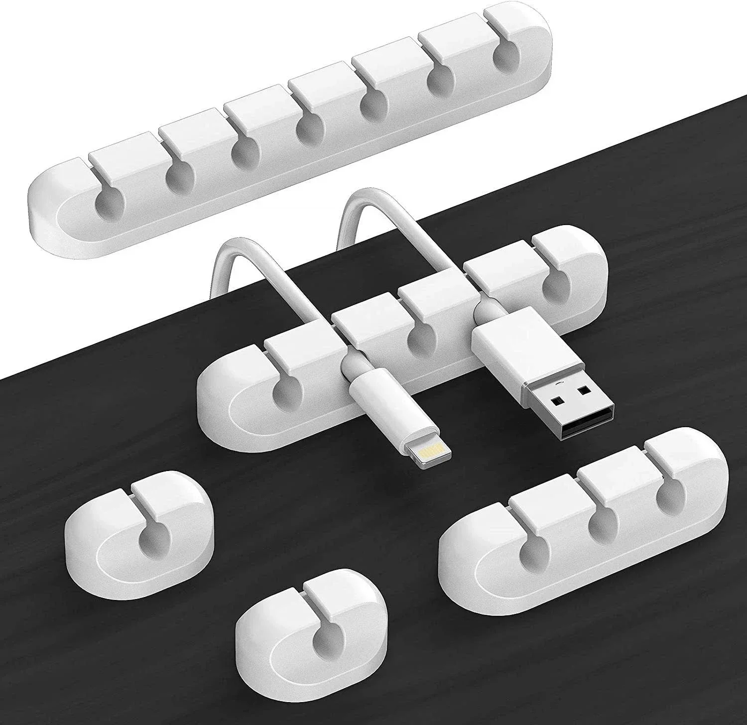 5 ชิ้นสายเคเบิลสายไฟซิลิโคน US - Desk Setup Cable Management บทวิจารณ์และราคา