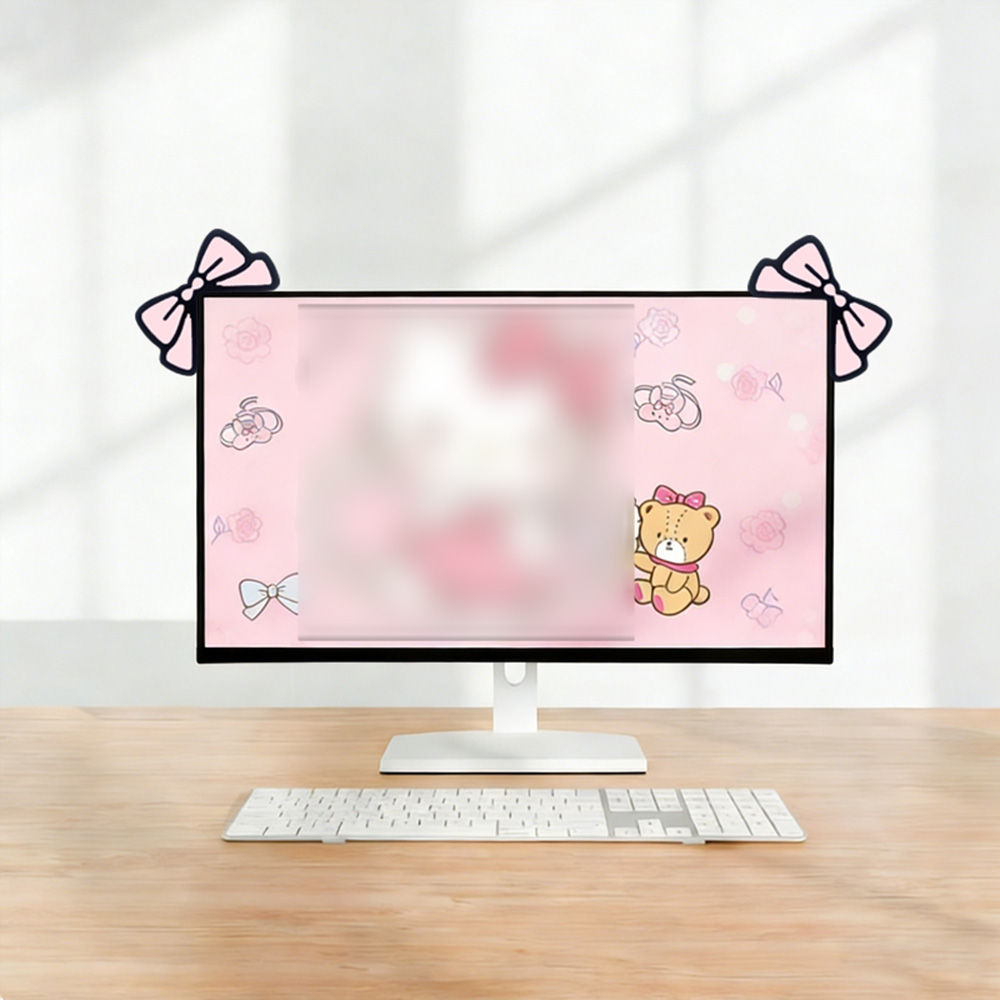 ของตกแต่งหน้าจอสีชมพูน่ารัก โบ - Desk Setup Monitor And Laptop บทวิจารณ์และราคา