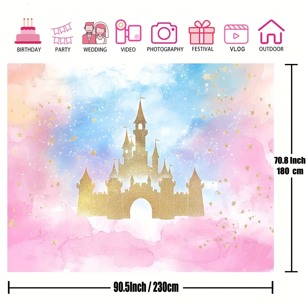 พื้นหลังสายรุ้งสีน้ําปราสาทเจ้ - Desk Setup Background บทวิจารณ์และราคา
