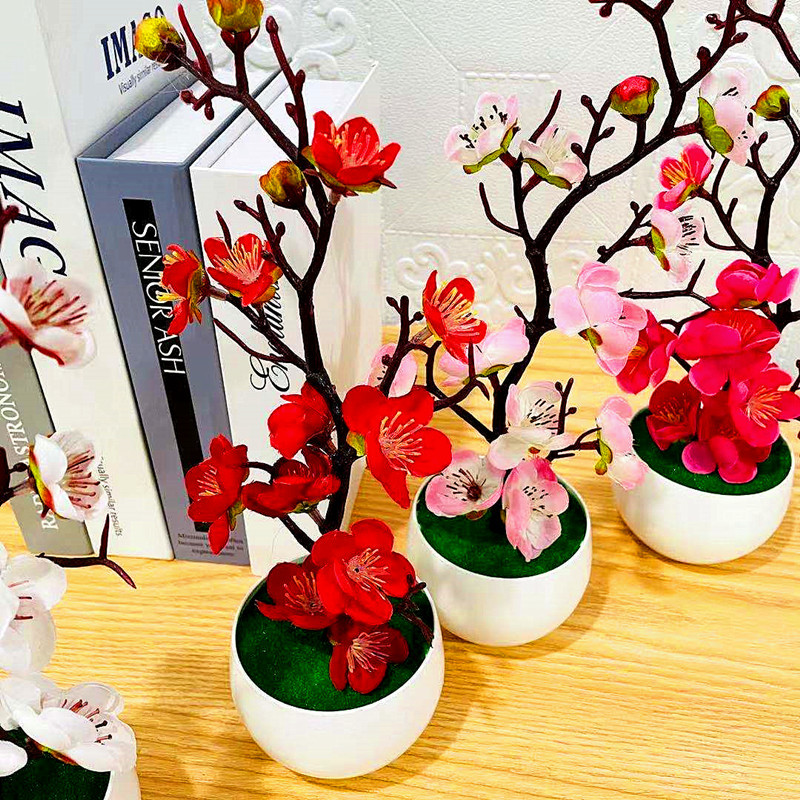กระถางดอกพลัมจำลอง ต้นไม้ประดิ - Desk Setup Background บทวิจารณ์และราคา