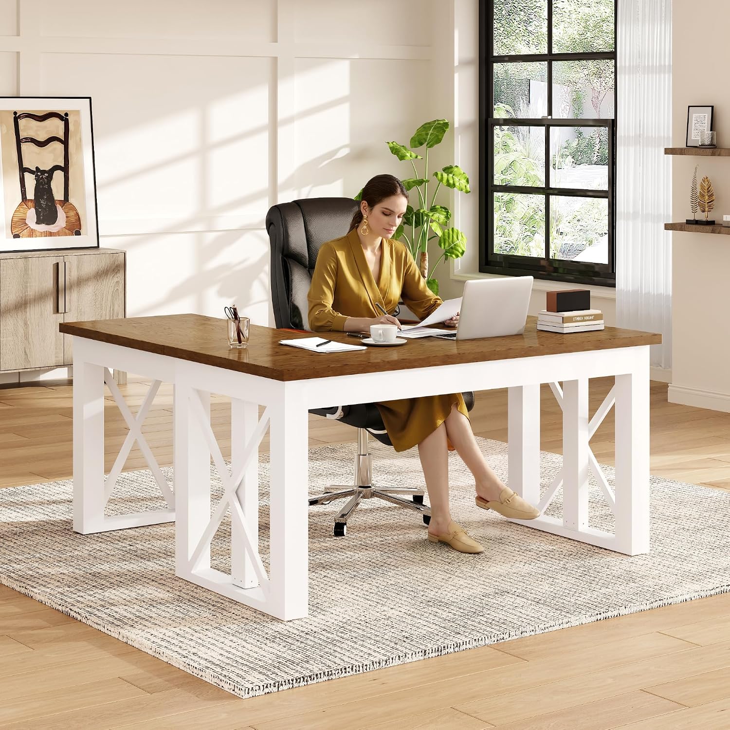 โต๊ะทำงานทรงตัว L พร้อมลิ้นชัก - Desk Setup L Shaped บทวิจารณ์และราคา