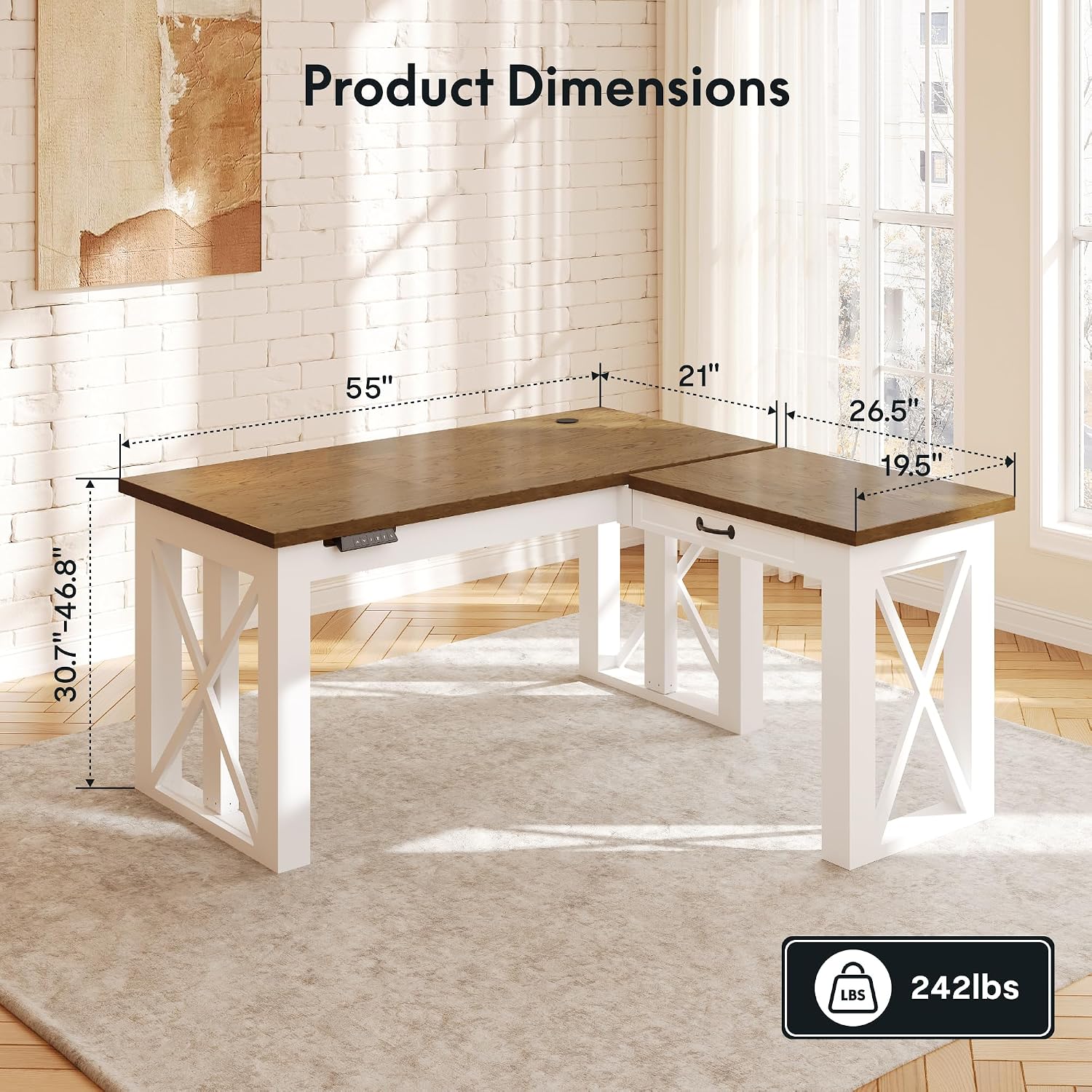 โต๊ะทำงานทรงตัว L พร้อมลิ้นชัก - Desk Setup L Shaped บทวิจารณ์และราคา
