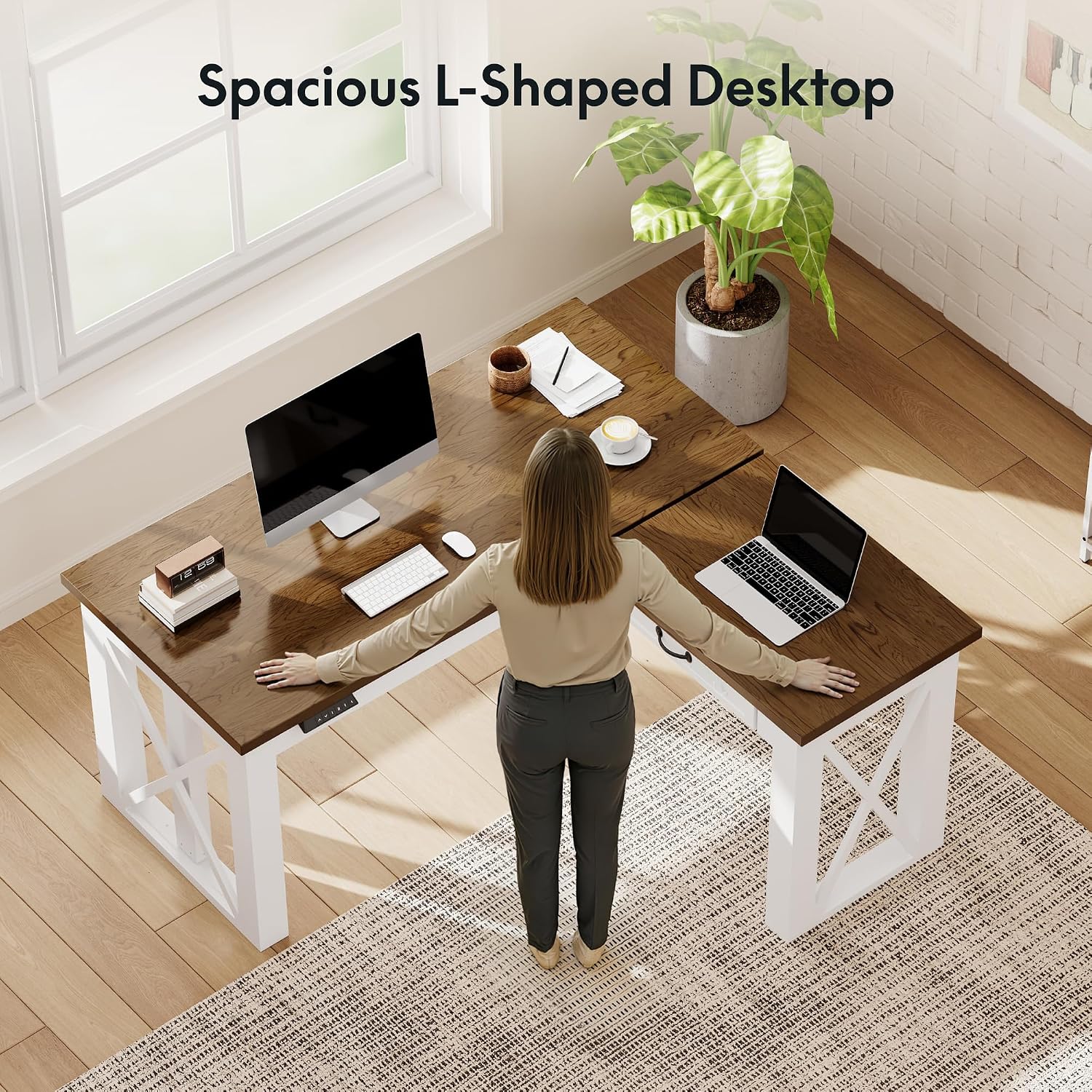 โต๊ะทำงานทรงตัว L พร้อมลิ้นชัก - Desk Setup L Shaped บทวิจารณ์และราคา