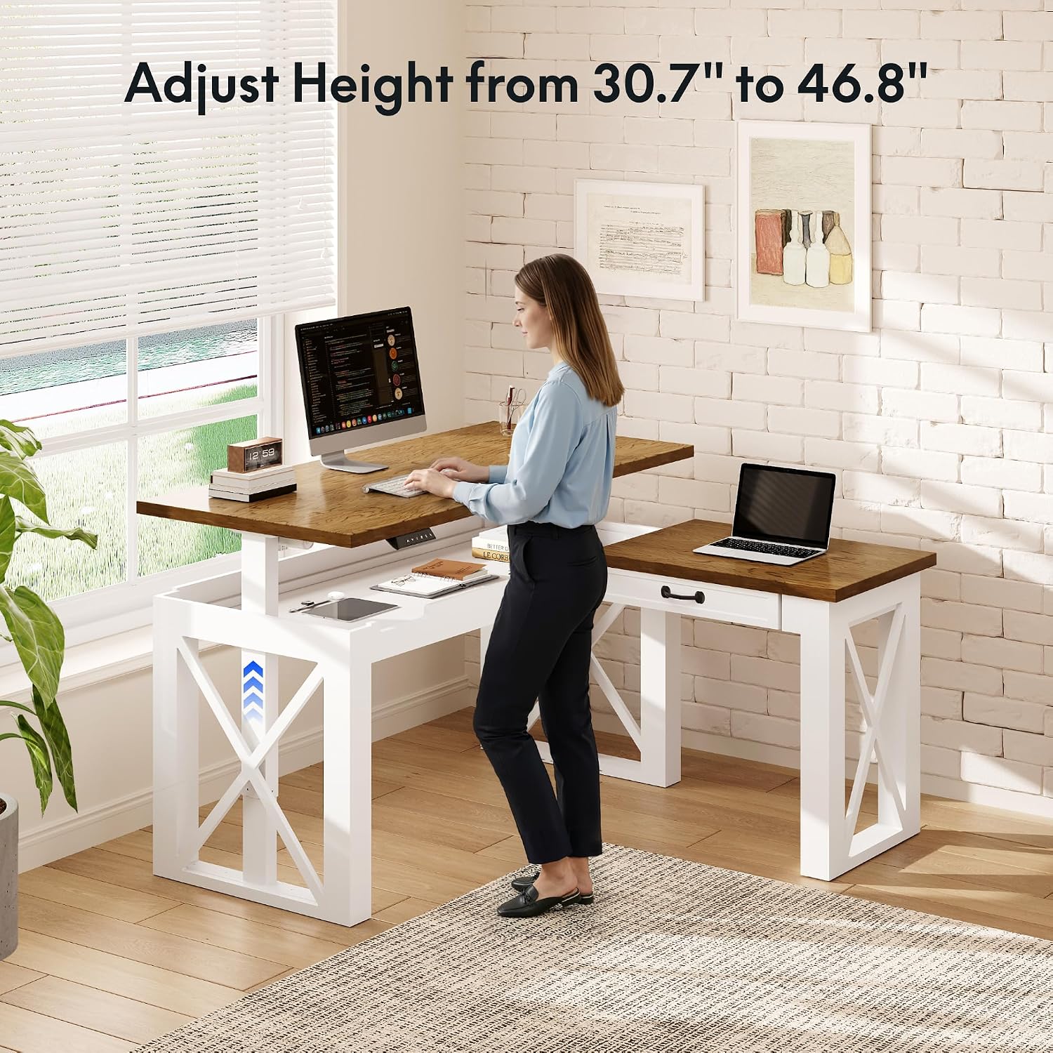 โต๊ะทำงานทรงตัว L พร้อมลิ้นชัก - Desk Setup L Shaped บทวิจารณ์และราคา
