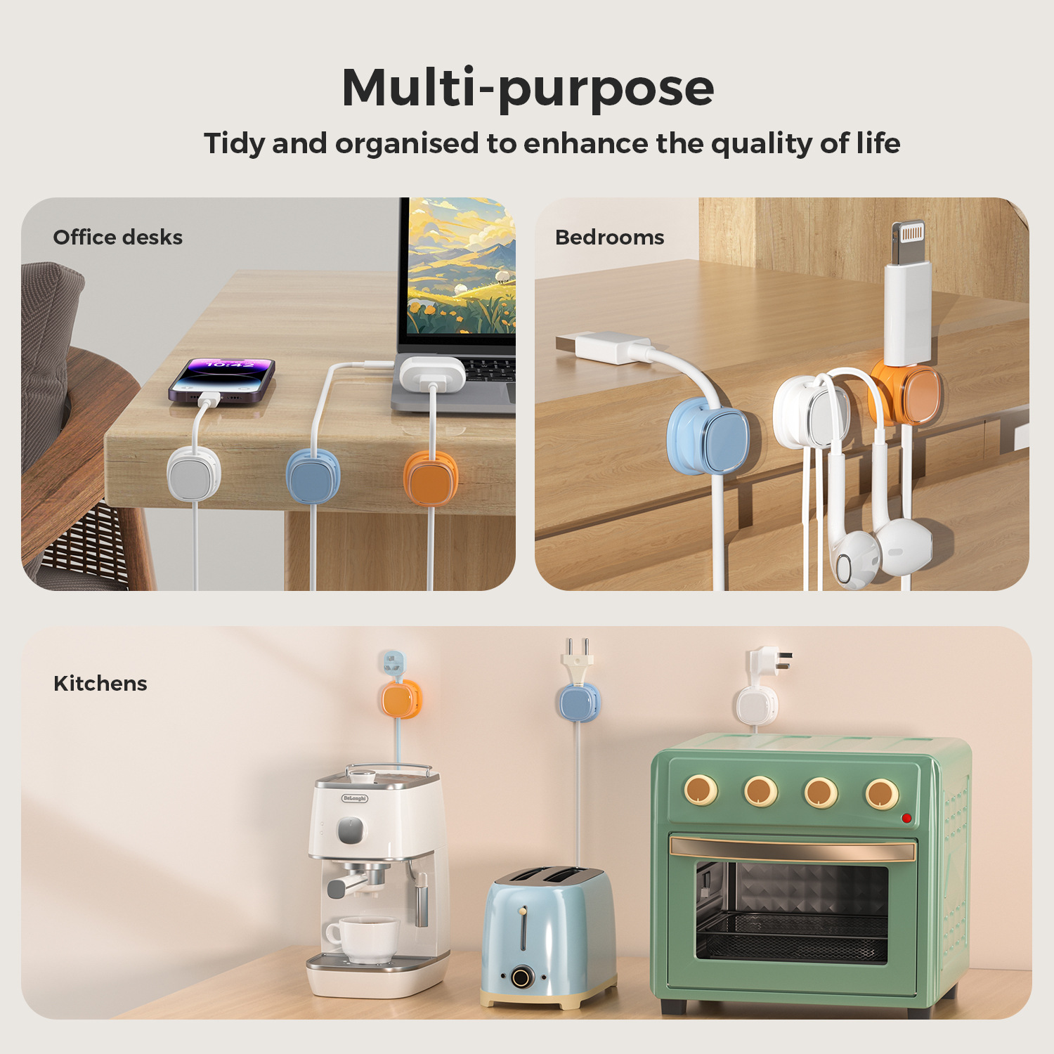 ที่เก็บสายไฟแบบกาว ตัวหนีบสายไ - Desk Setup Cable Management บทวิจารณ์และราคา