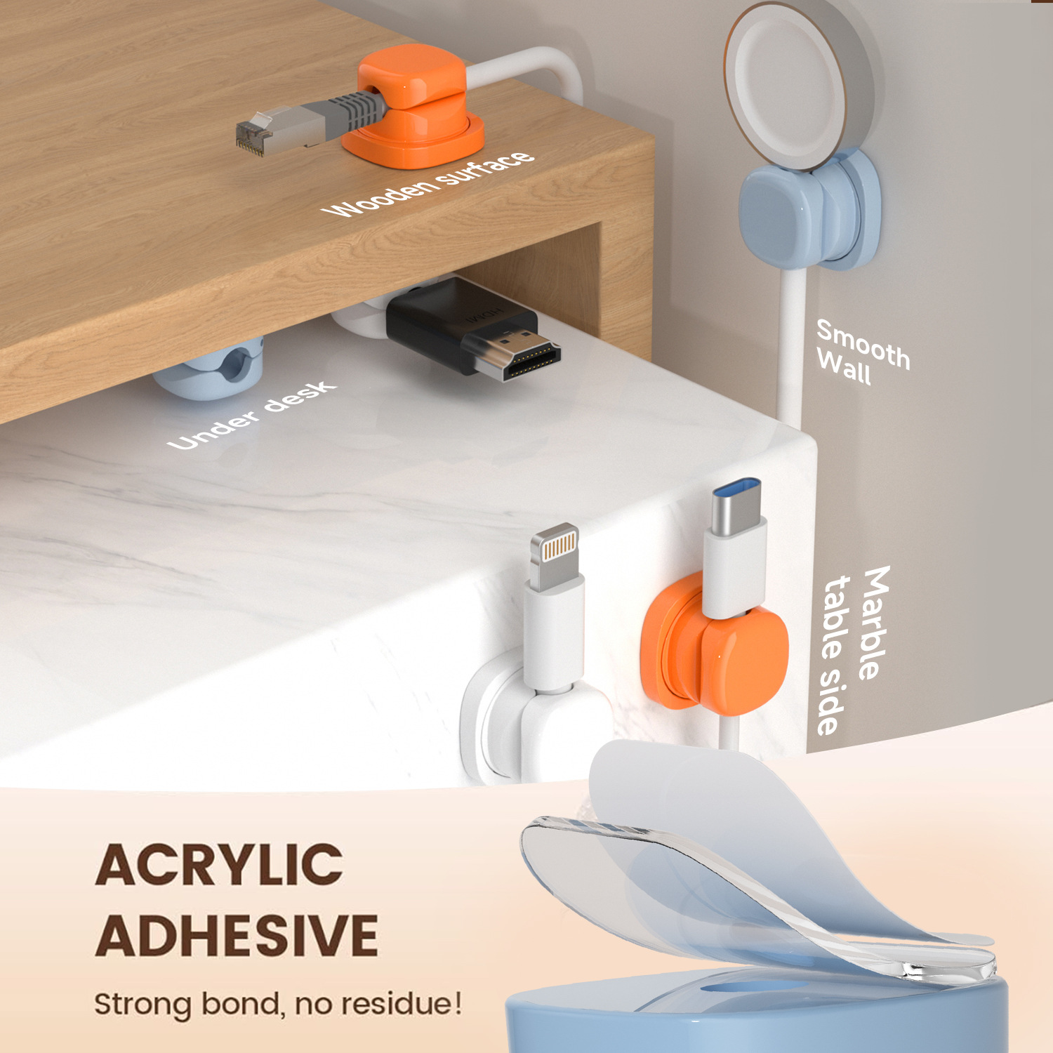 ที่เก็บสายไฟแบบกาว ตัวหนีบสายไ - Desk Setup Cable Management บทวิจารณ์และราคา