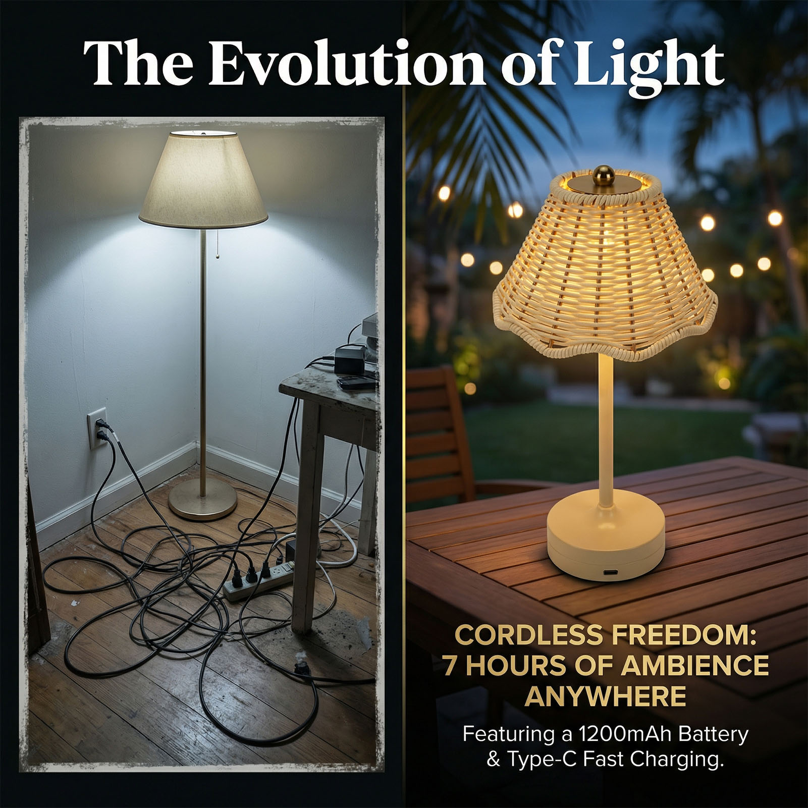 LED โคมไฟตั้งโต๊ะหวายสไตล์วินเ - Desk Setup Vintage บทวิจารณ์และราคา