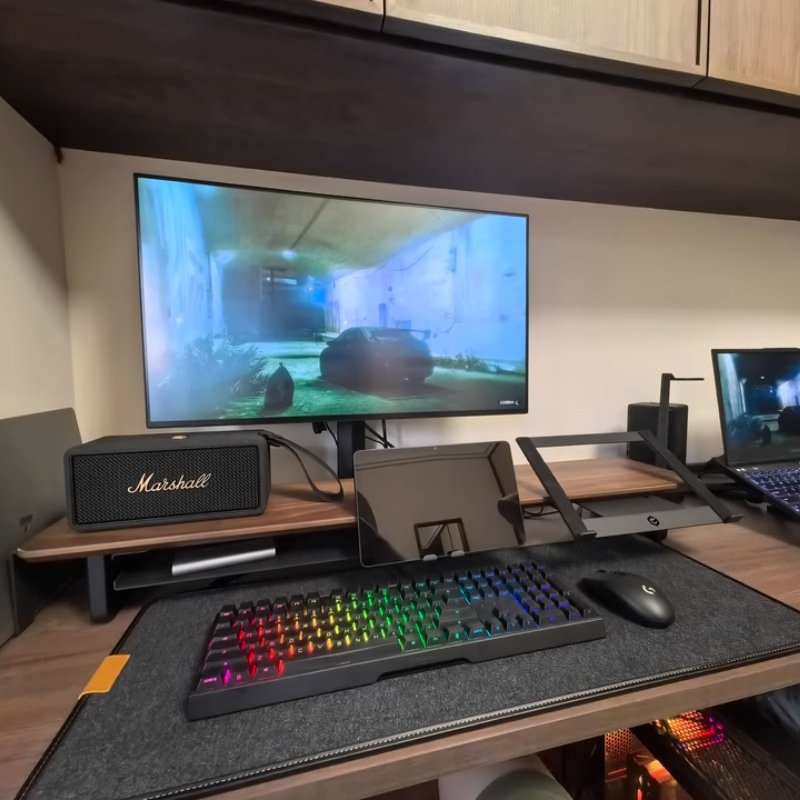 ขาตั้งจอภาพแบบแยกส่วน ที่วางอุ - Desk Setup Monitor And Laptop บทวิจารณ์และราคา