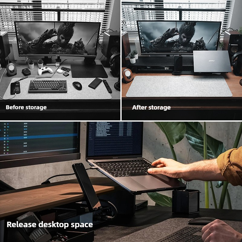 ขาตั้งจอภาพแบบแยกส่วน ที่วางอุ - Desk Setup Monitor And Laptop บทวิจารณ์และราคา