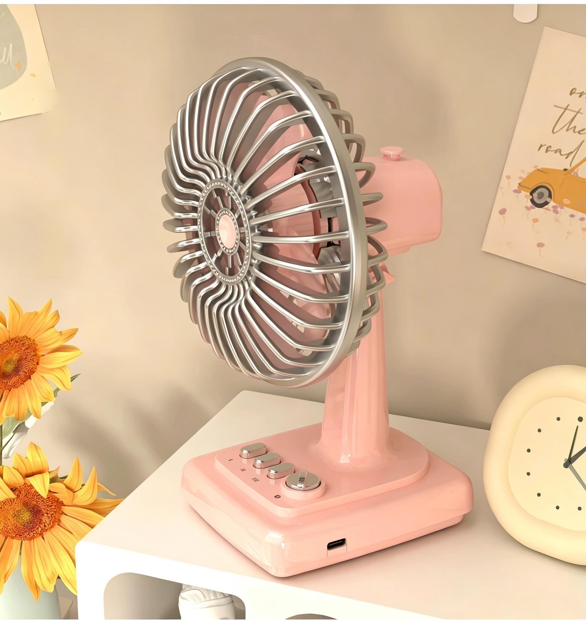พัดลมตั้งโต๊ะโลหะผสมสไตล์เรโทร - Fan Desk Small Usb บทวิจารณ์และราคา