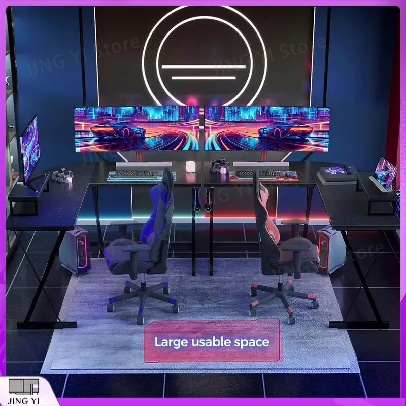 โต๊ะเล่นเกมรูปตัว L พร้อมขาตั้ - Desk Setup L Shaped บทวิจารณ์และราคา