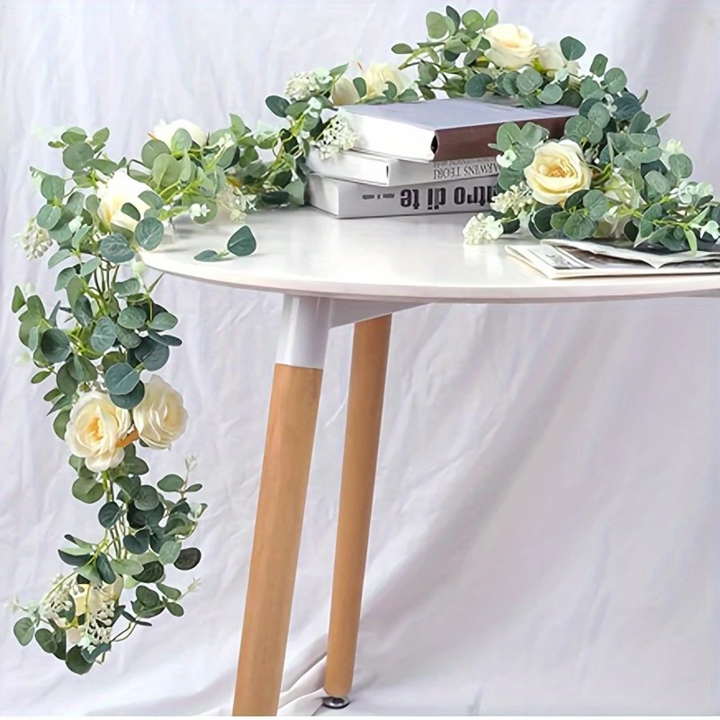 พวงมาลัยยูคาลิปตัสและดอกกุหลาบ - Desk Setup Background บทวิจารณ์และราคา