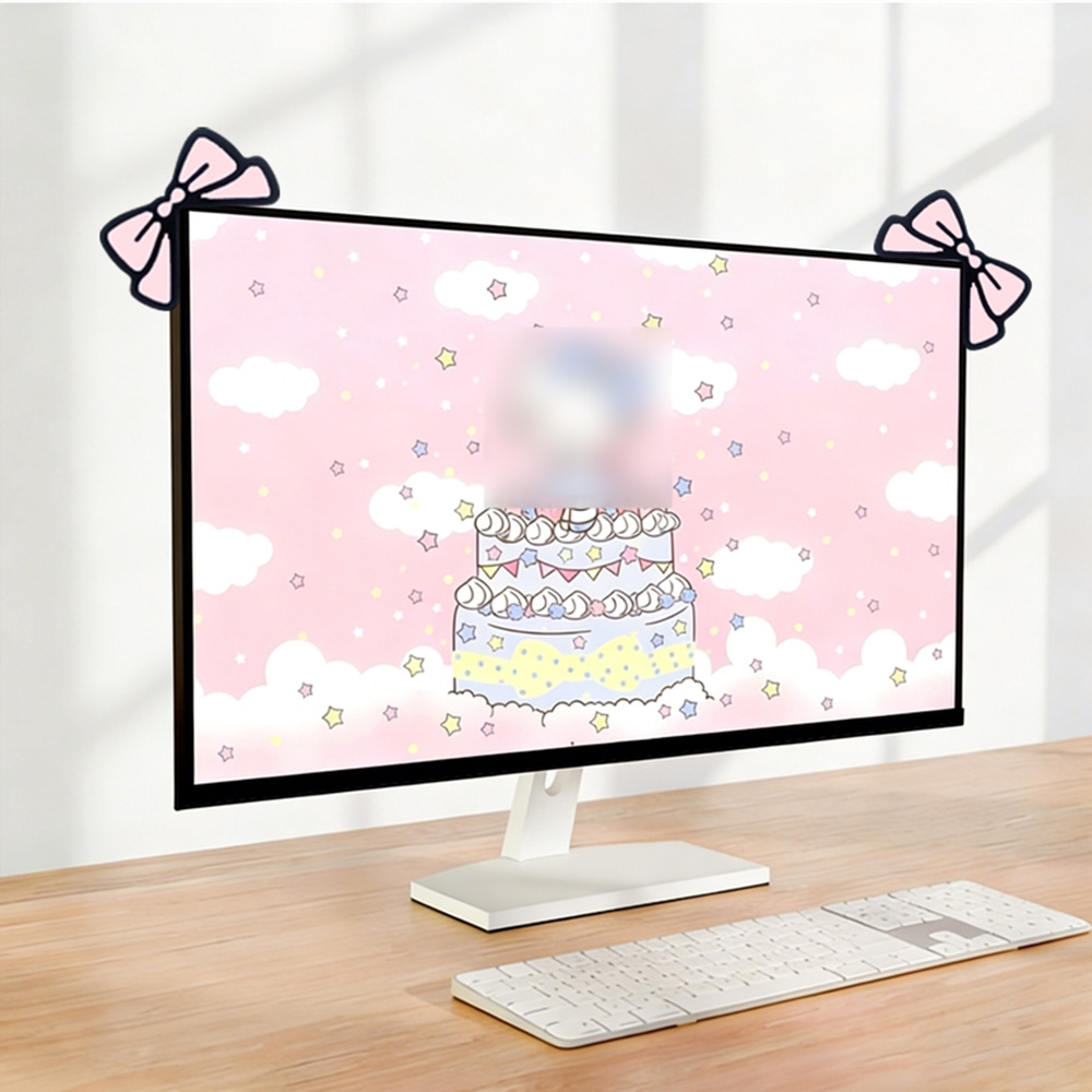 ของตกแต่งหน้าจอสีชมพูน่ารัก โบ - Desk Setup Monitor And Laptop บทวิจารณ์และราคา
