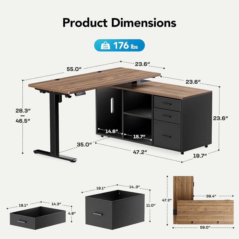 โต๊ะทำงานแบบยืนรูปตัว L ขนาด 5 - Desk Setup L Shaped บทวิจารณ์และราคา